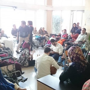-The care center for patients with multiple sclerosis . We sometimes go and collect money to buy wheelchairs 